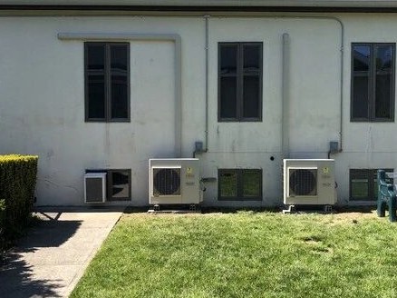 Central air condensers for a row of townhouses